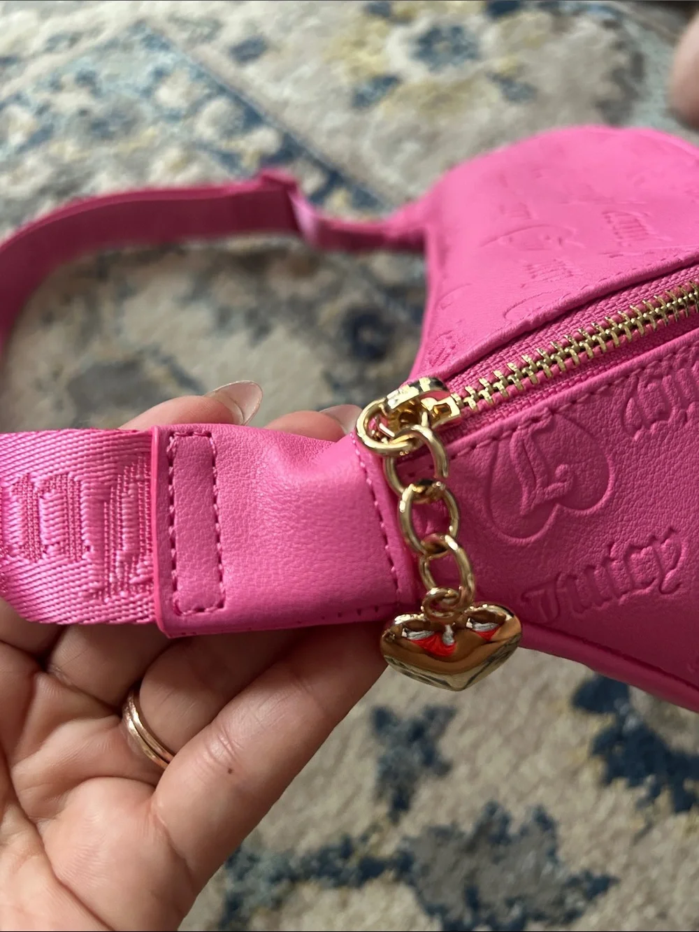 Juicy Couture Hot Pink Embossed Logo Crossbody Belt Bag